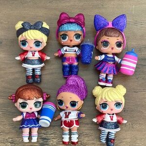 Lot of 6 LOL Surprise ALL STAR BBS Sports Series 2 CHEER TEAM Sparkly Dolls LOOK